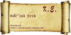 Káldi Erik névjegykártya